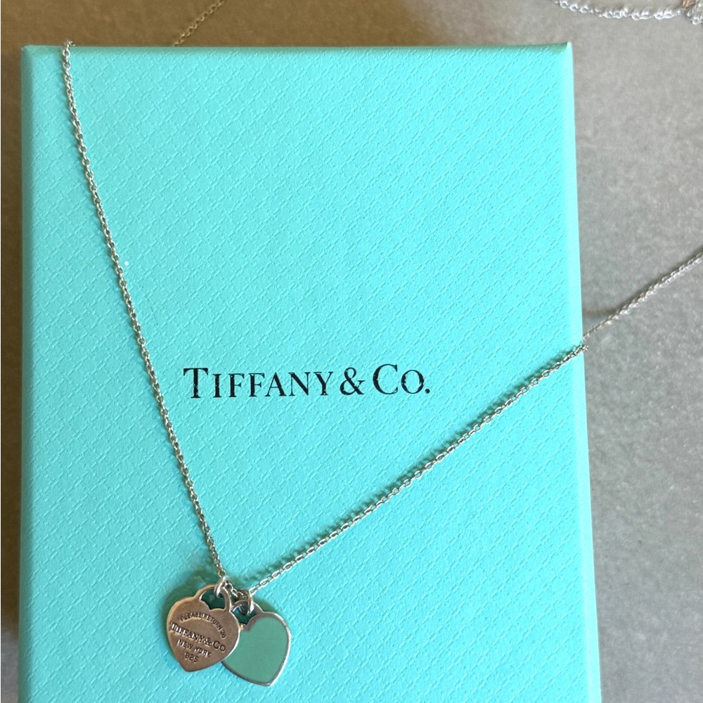 Tiffany & Co. Silver Necklace and bracelet with Blue Heart Pendant